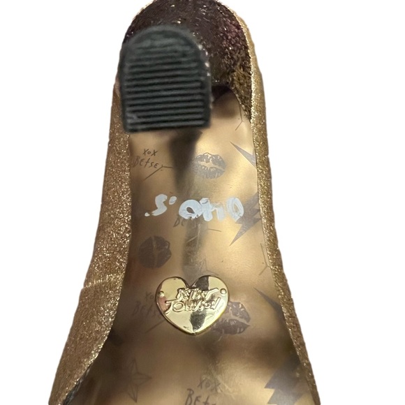 Betsey Johnson Seann Platform Glitter shoes Gold Silver Black Stilettos size 10 - Picture 4 of 8